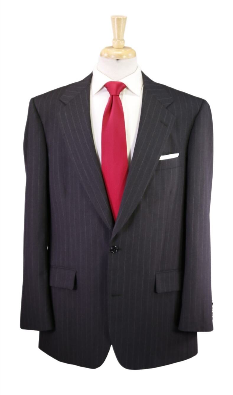 Southwick Charcoal Gray Chalkstripe 2-Btn Wool Suit 42L